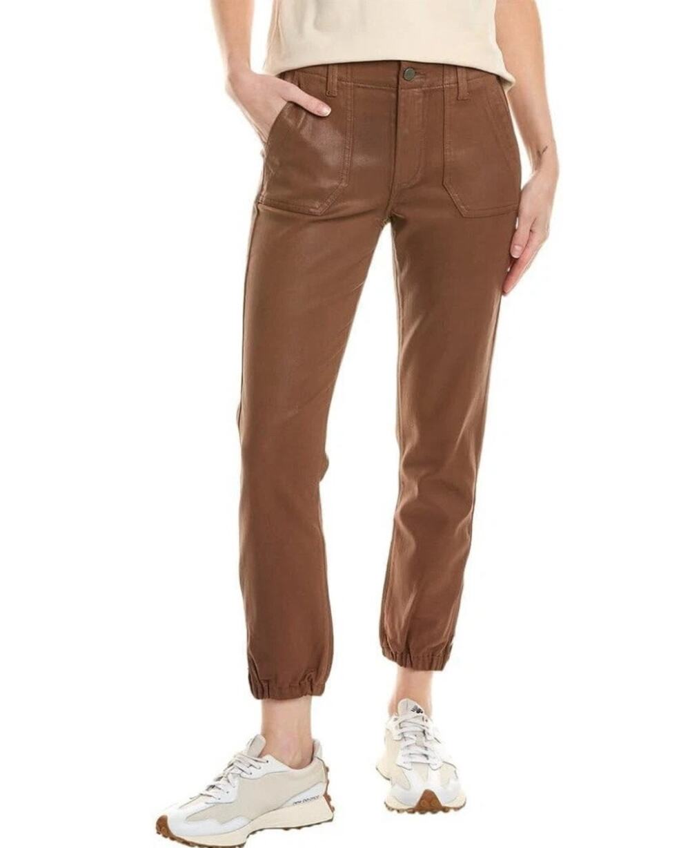 PAIGE Women's Mayslie Jogger pants in Cognac Luxe Coating size 28